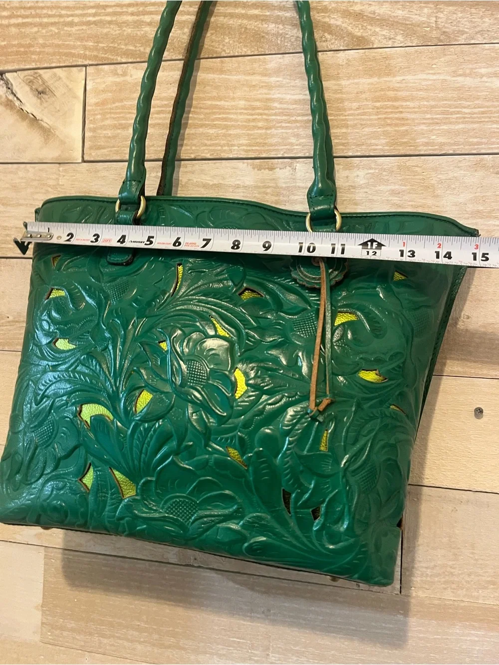 Patricia Nash Adeline leather cutout tooled tote crossbody with wallet